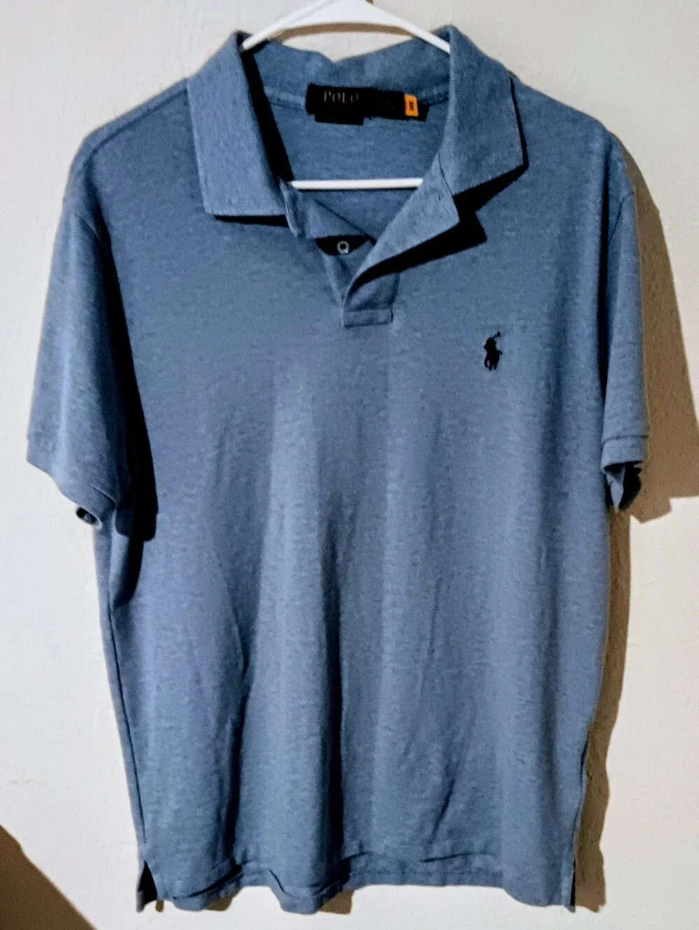 Polo by Ralph Lauren Men's  Blue Polo Custo. Slim Fit Shirt- Large